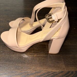 Elegant Nude Block Heel Sandals